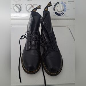 Dr. Martens Black Boots with Yellow Stitching